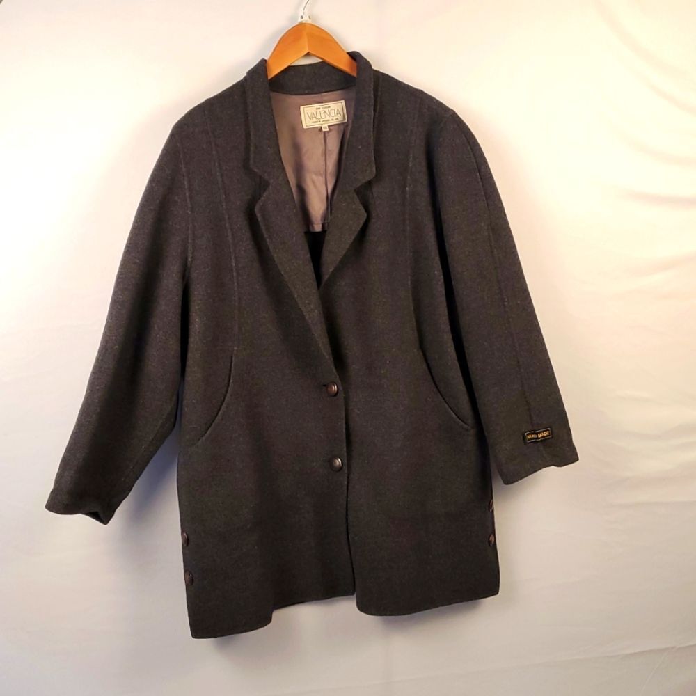 Valencia Wool Hand‎ Made Womens Gray Wool Coat Jacket Sz L (78)